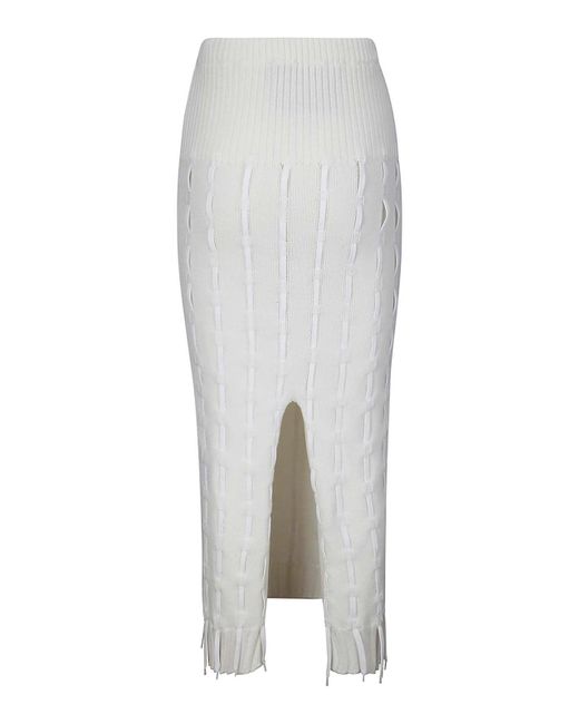 Institution White Laces Basted Knit Skirt