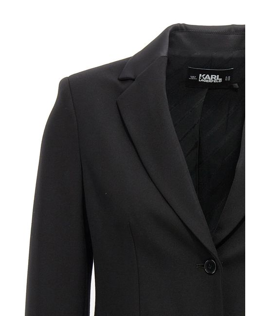 Karl Lagerfeld Black 'Punto' Single Breast Blazer