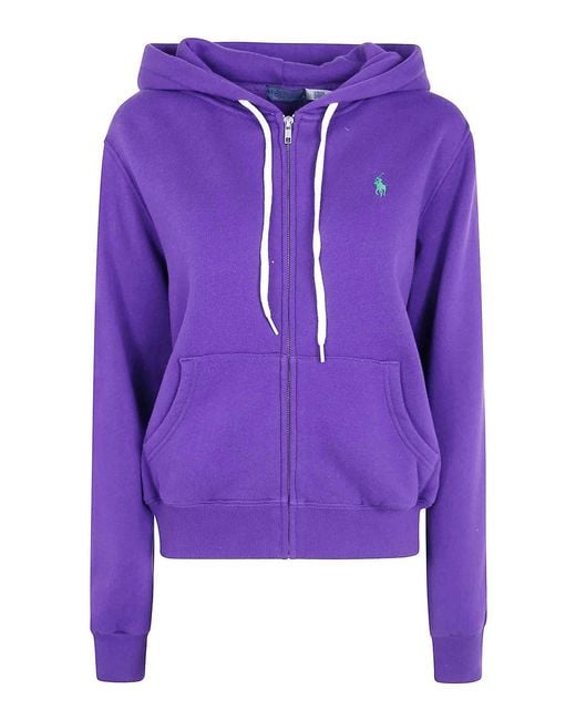 Polo Ralph Lauren Purple Knit Full Zip Sweatshirt