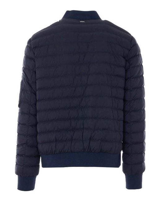 Herno Blue Down Jacket With Frontal Zip Closure for men