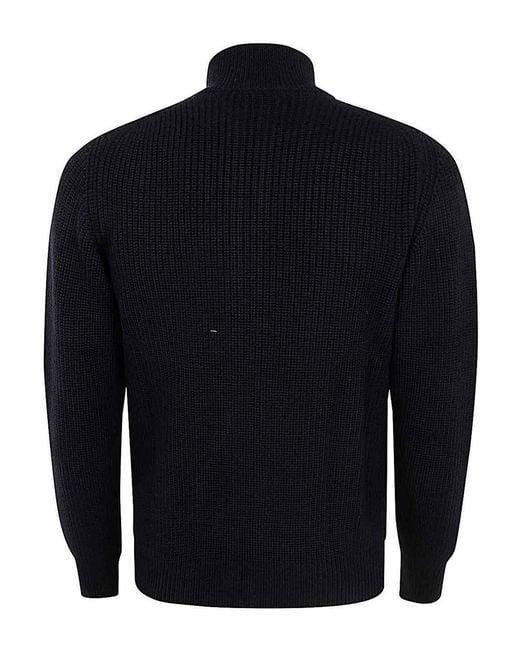 Drumohr Blue Half Zip Pullover for men