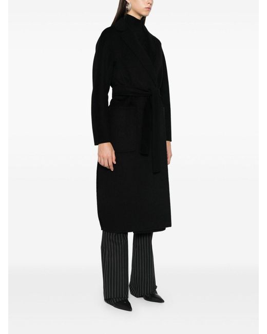 Max Mara Black Wool And Cashmere Dressing Gown Coat