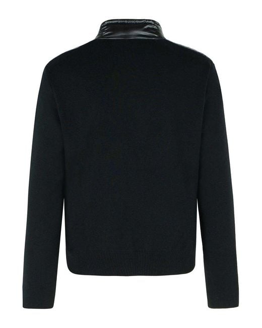 Moncler Black Padded Wool Cardigan With Zip for men
