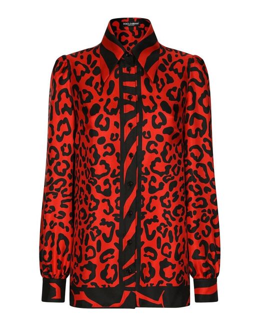 Dolce & Gabbana Red Animalier Print Shirt