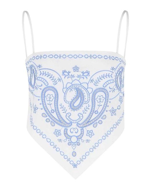 Self-Portrait Blue Embroidered Top