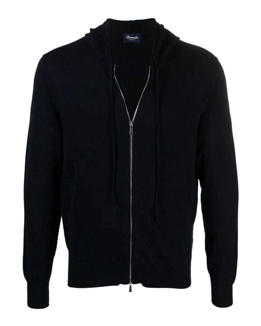 Drumohr Blue Zip Hoodie for men