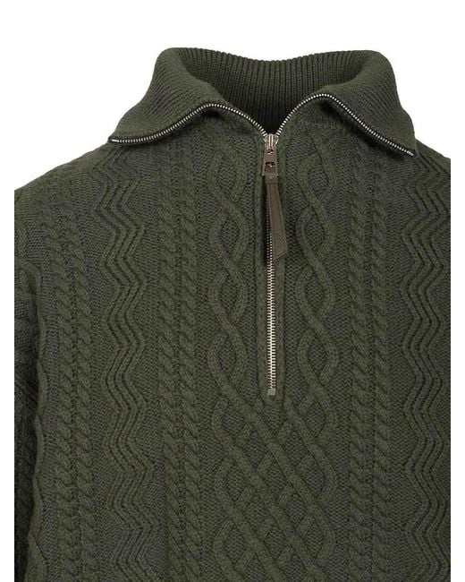 Loewe Green Zip-Up Sweater for men