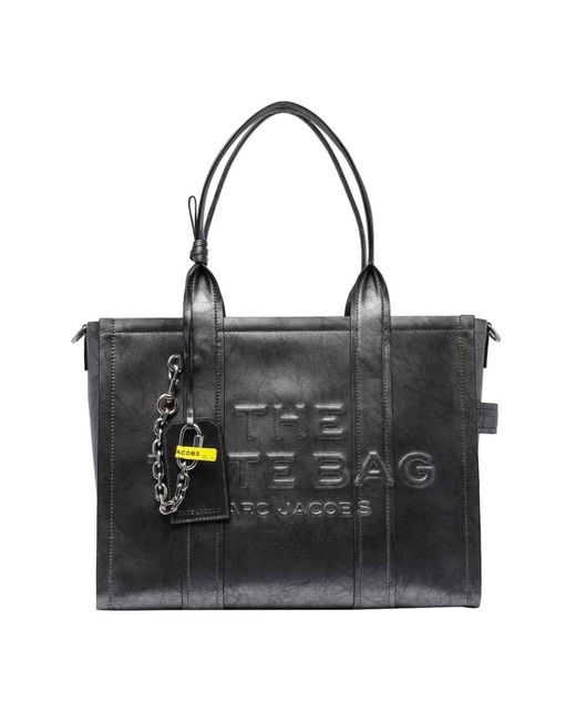 Marc Jacobs Black The Metallic Distressed Large Tote Bag