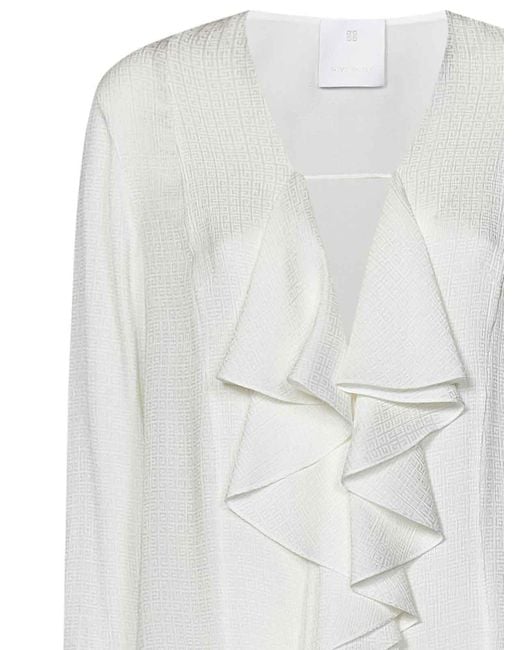 Givenchy White Long-Sleeved Silk Crpon Blouse