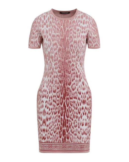 Roberto Cavalli Pink Jaguar Print Mini Dress