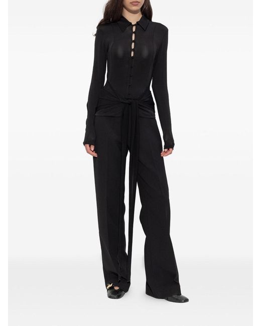 Ganni Black Marl Draped Shirt