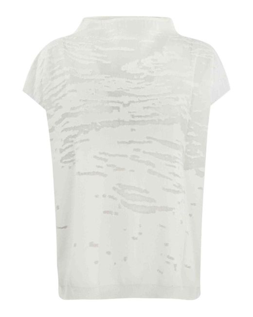 Liviana Conti White Semi-transparent Devore Shirt
