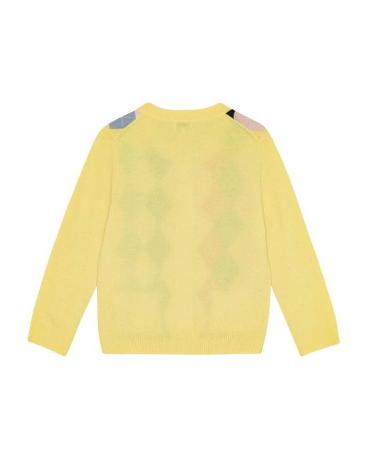 Ganni Yellow Long Sleeve Checkered Sweater With Button Closure