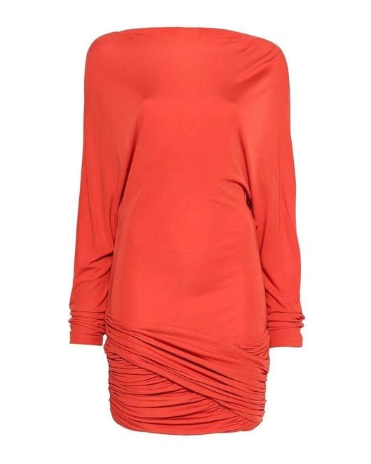 Christopher Esber Red Luna Draped Jersey Mini Dress