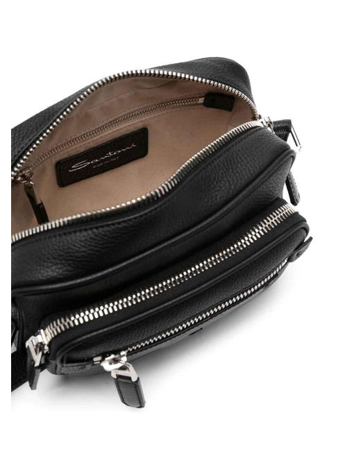 Santoni Black Entry Level Crossbody Bag for men