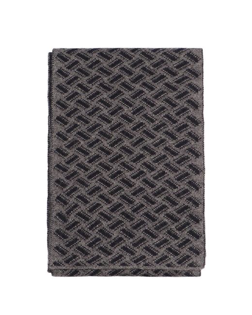 Drumohr Gray Biscuit Patterned Cashmere Scarf for men