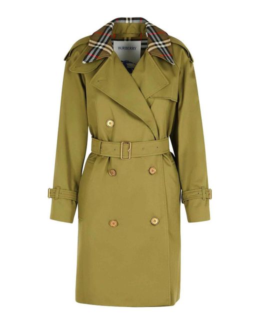 Burberry Green Short Cotton Trench Coat