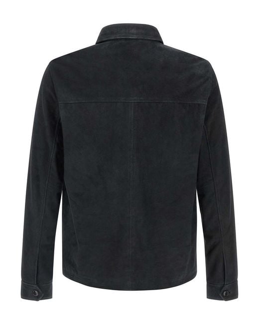 Pal Zileri Blue Suede Overshirt for men