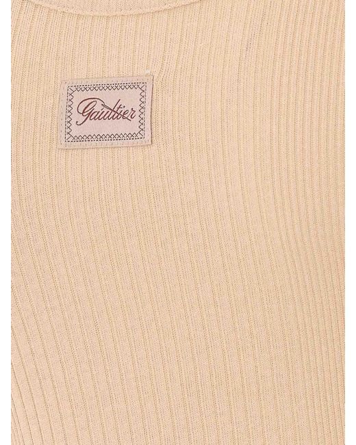 Jean Paul Gaultier Natural Nude Cotton Ribbed Dress