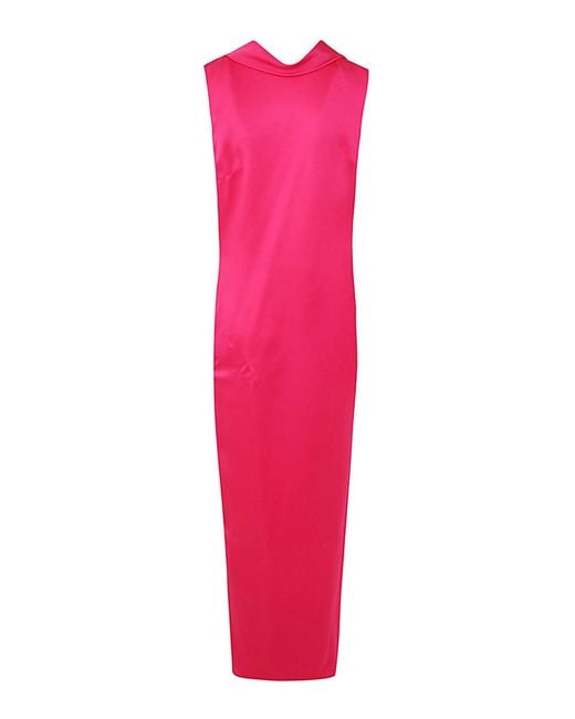 Versace Pink Shiny Satin Long Dress