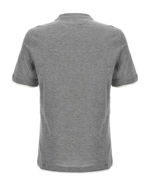 Brunello Cucinelli Gray Double Layer T-shirt for men