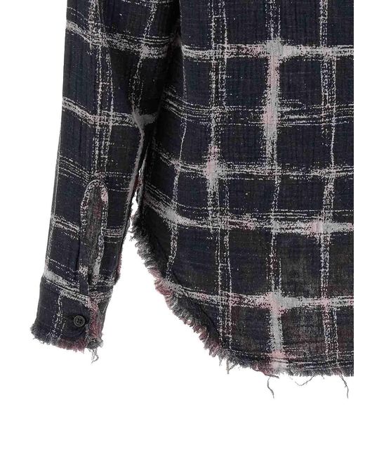 R13 Gray Fringed Hem Reversible Shirt