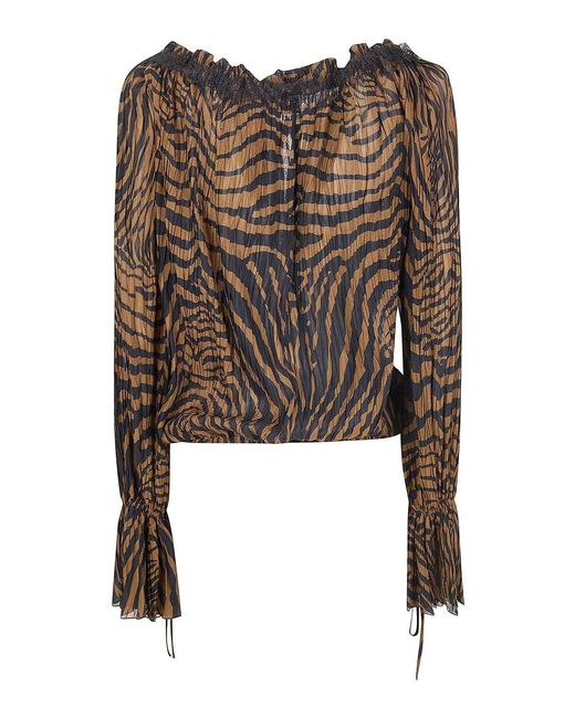 Blumarine Black Print Chiffon Top