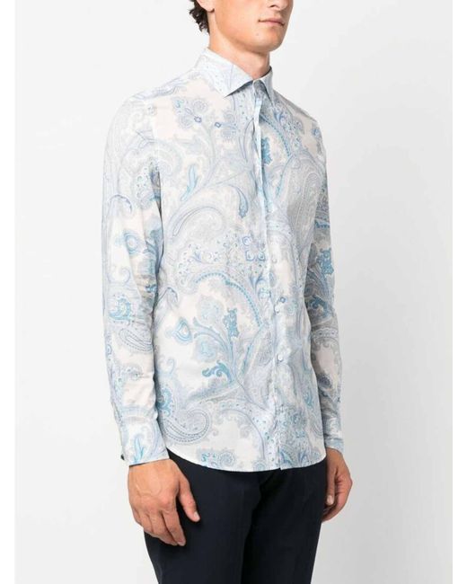 Etro Blue Light- Paisley-print Shirt for men