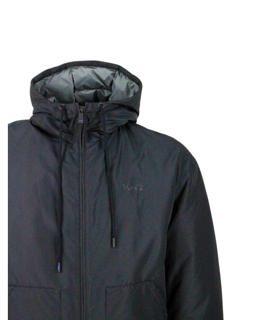 Kiton Blue Tech Fabric Coat for men