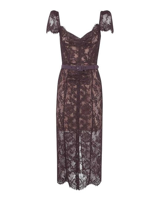Self-Portrait Purple Floral Lace Midi Dress