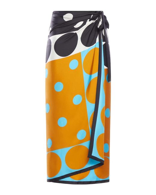 Dries Van Noten Orange Long Wrap Pencil Skirt