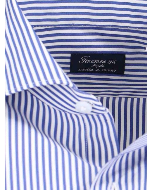 Finamore 1925 Blue Striped Shirt for men
