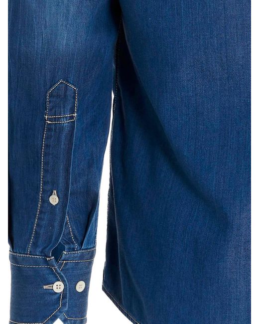 Brunello Cucinelli Blue Texan Shirt for men