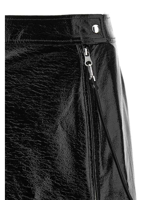 Courreges Black Vynil Midi Skirt