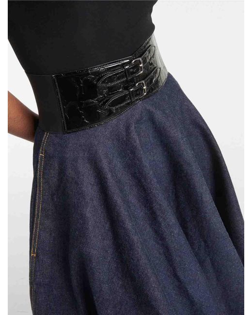 Alaïa Blue Belted Denim Skirt