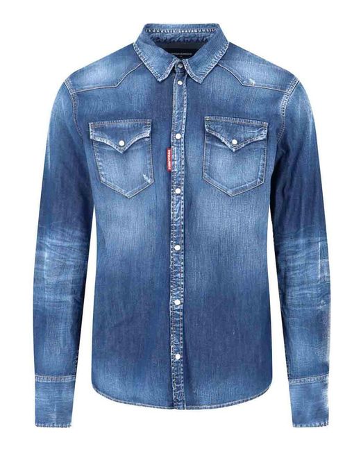 DSquared² Blue Western Shirt for men