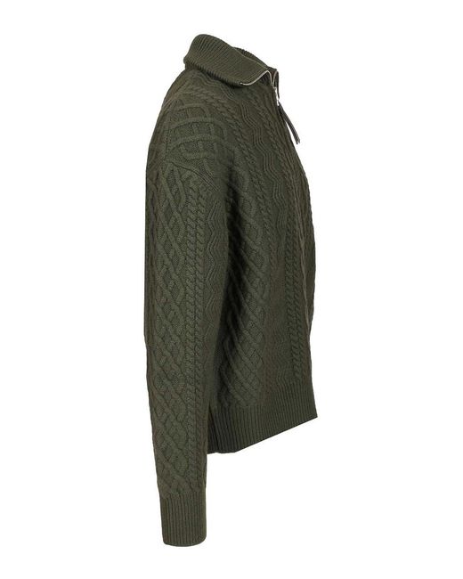 Loewe Green Zip-Up Sweater for men