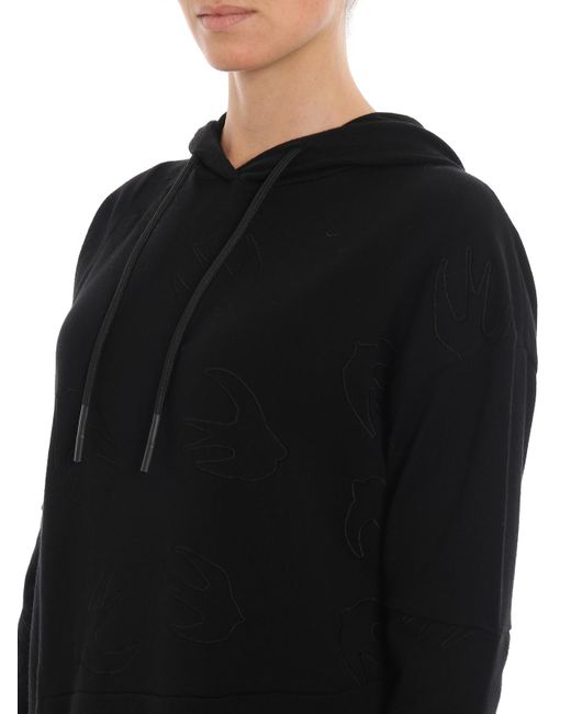 McQ Alexander McQueen Black Swallow Embroidery Knitted Dress