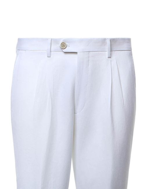 Eleventy White Single-Breasted Linen Suit for men
