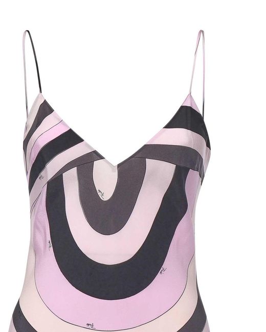 Emilio Pucci White Silk Dress With Iris Print