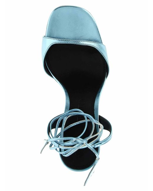 The Attico Blue Ora Laminated Square Toe Sandals