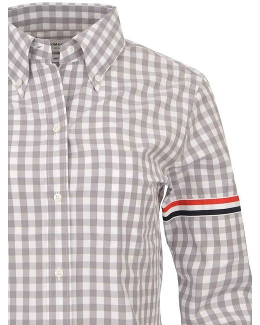 Thom Browne White Gingham Check Armbands Shirt