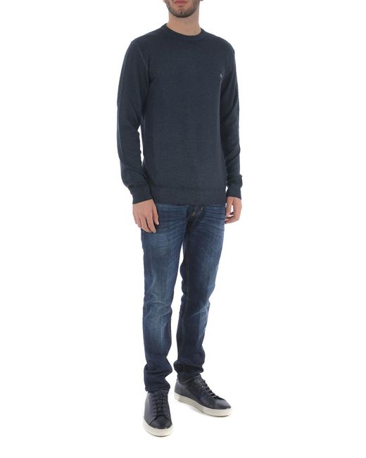 Etro Blue Wool Crew Neck Sweater for men