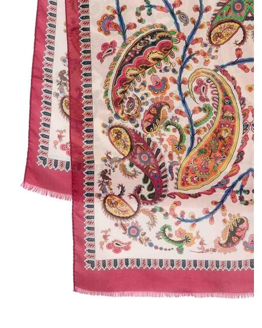 Etro Pink Multi-Coloured Patterned Scarf