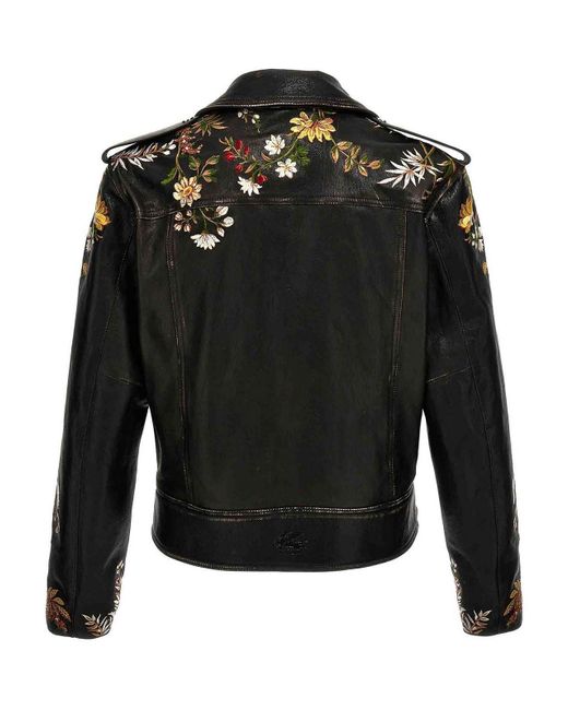 Etro Black Floral Embroidery Jacket for men