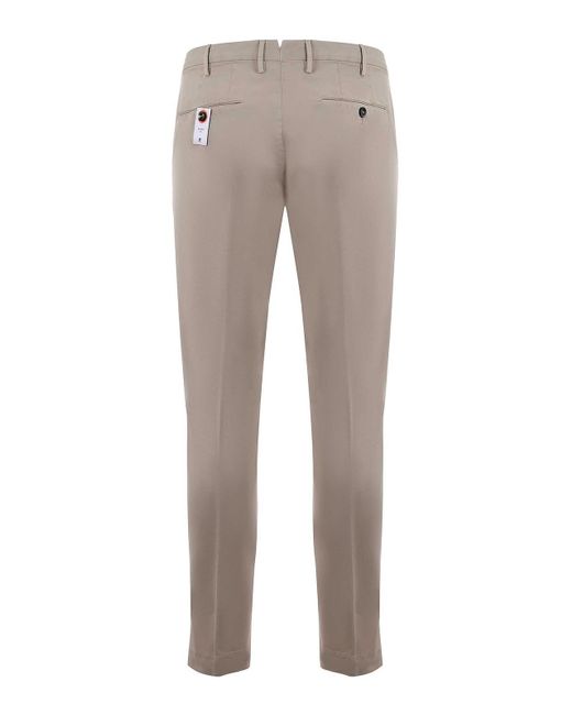 PT Torino Gray Cotton Casual Trousers for men