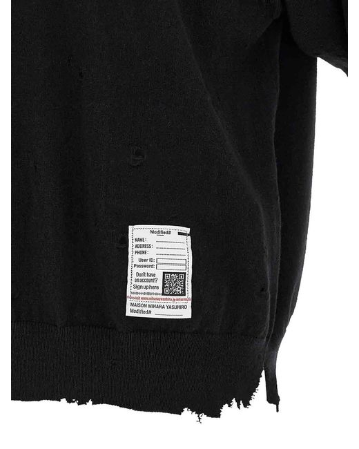 Maison Mihara Yasuhiro Black Embroidery Polo Shirt for men