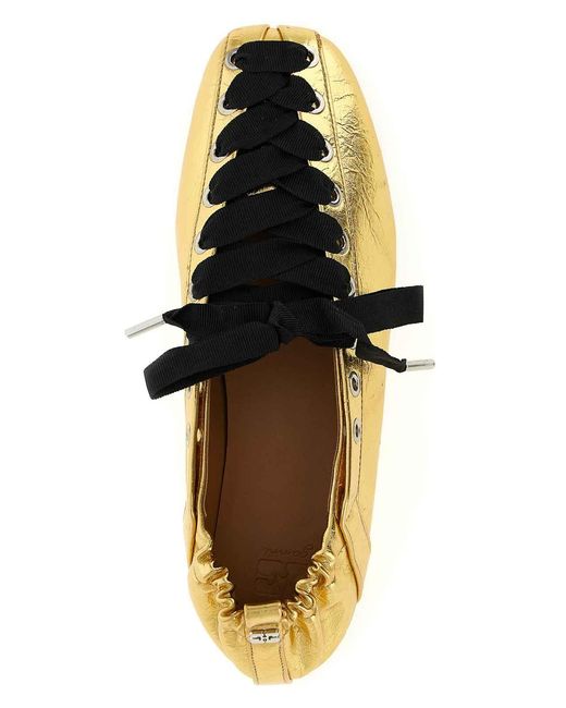 Ganni Yellow 'Lace-Up' Ballet Flats