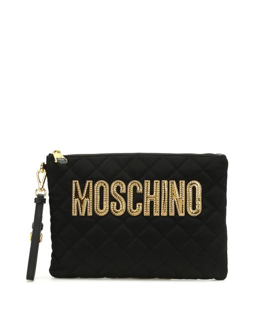 Moschino Black Quilted Nylon Clutch