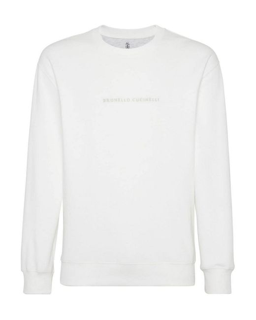 Brunello Cucinelli White Sweatshirt With Logo for men